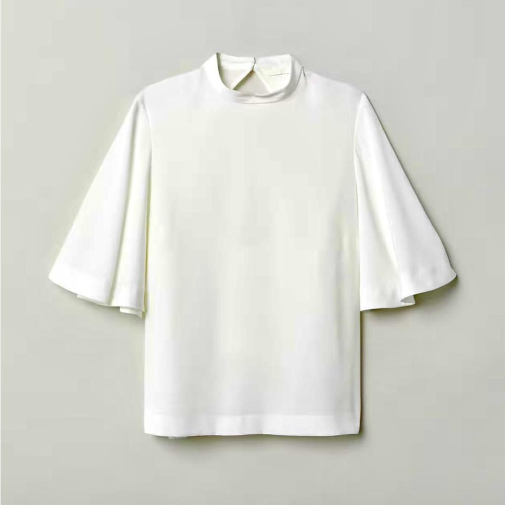 H&M White Trumpet Sleeve Blouse Size 2